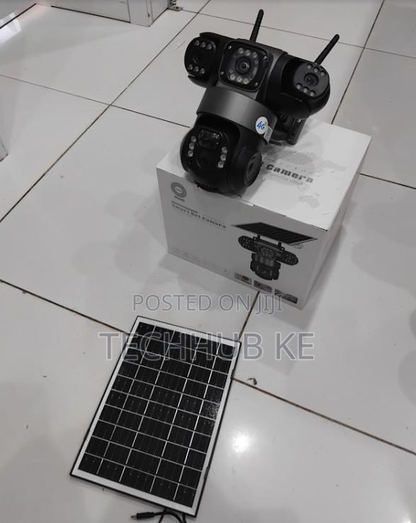4g Triple Lens Solar CCTV Camera 360 Degrees 6mp Hd Camera Waterproof