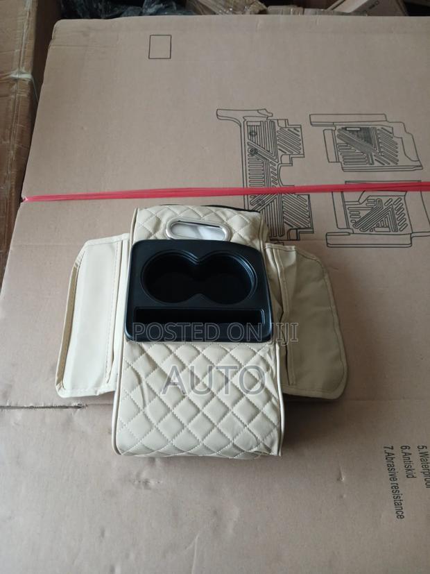 Universal Beige Armrest Box – Car Storage Organizer With Cup Holders