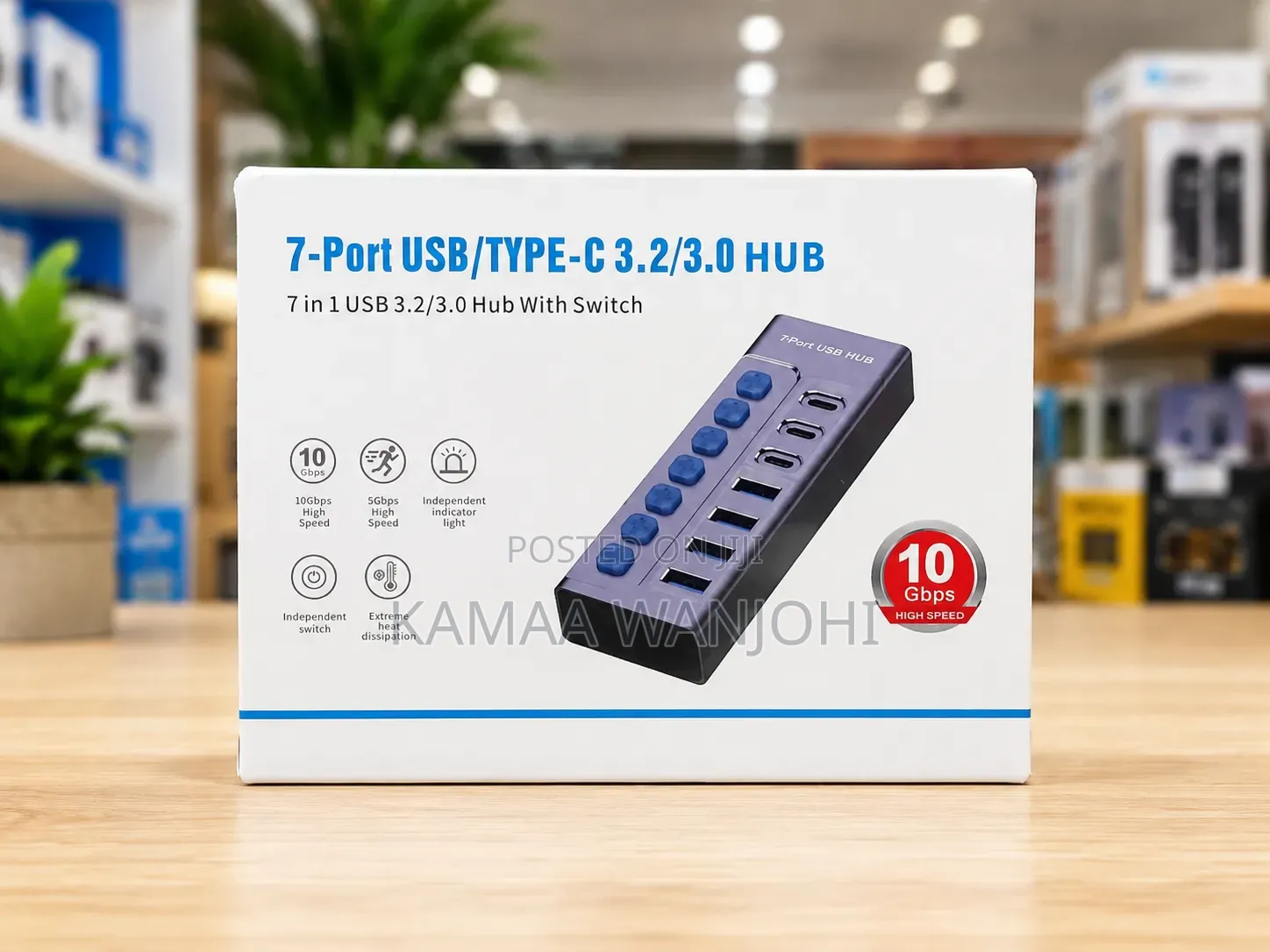 7-Port Usb 3.0 / Type-C Hub With Individual Switches .