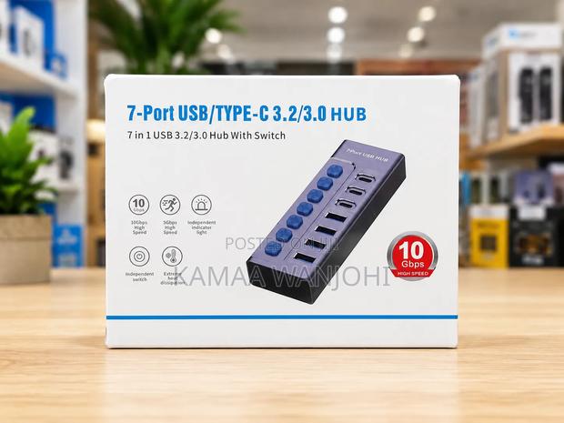 7-Port Usb 3.0 / Type-C Hub With Individual Switches .
