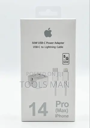 50w Fast Charger With Type-C to Lightning Cable for iPhone 14 Pro Max.