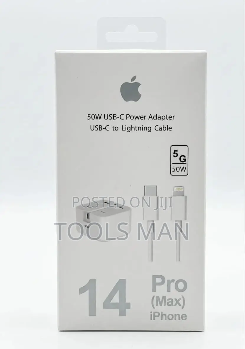 50w Fast Charger With Type-C to Lightning Cable for iPhone 14 Pro Max.