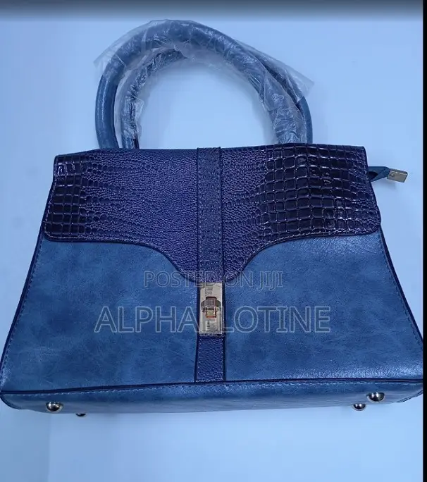 2 in 1 Women Office Handbag - Blue/Black Patch