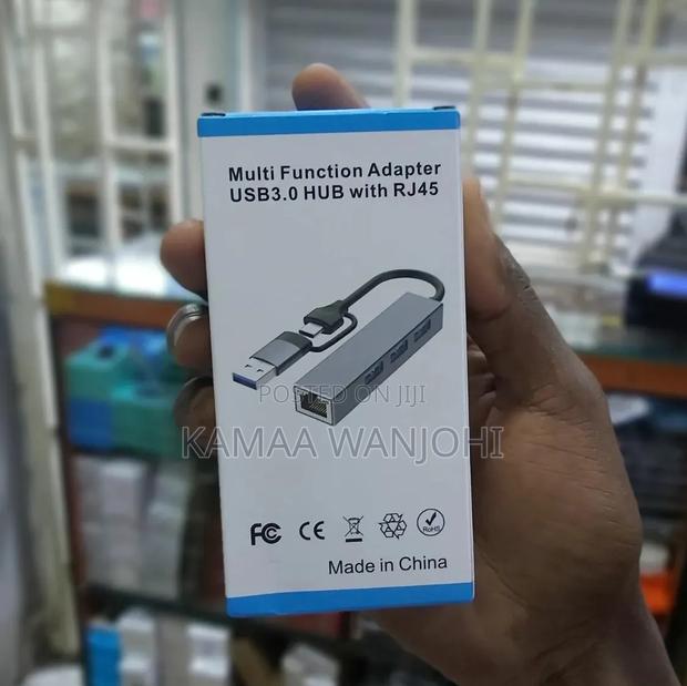 Usb 3.0 Hub With Rj45 Ethernet Adapter – 3 Usb Ports + Lan Port - thumbnail 2