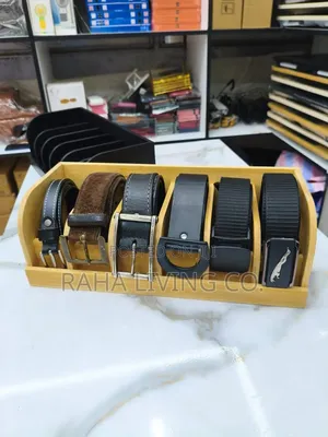 6 Slot Premium Bamboo Belt Organizer | Black Brown