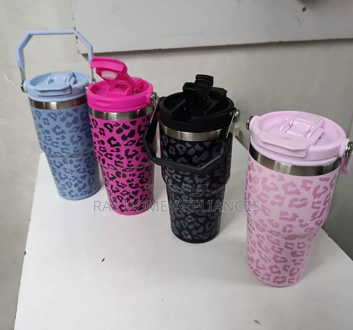 600ml Stainless Steel Tumbler Leopard Print Water Bottle