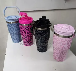 600ml Stainless Steel Tumbler Leopard Print Water Bottle