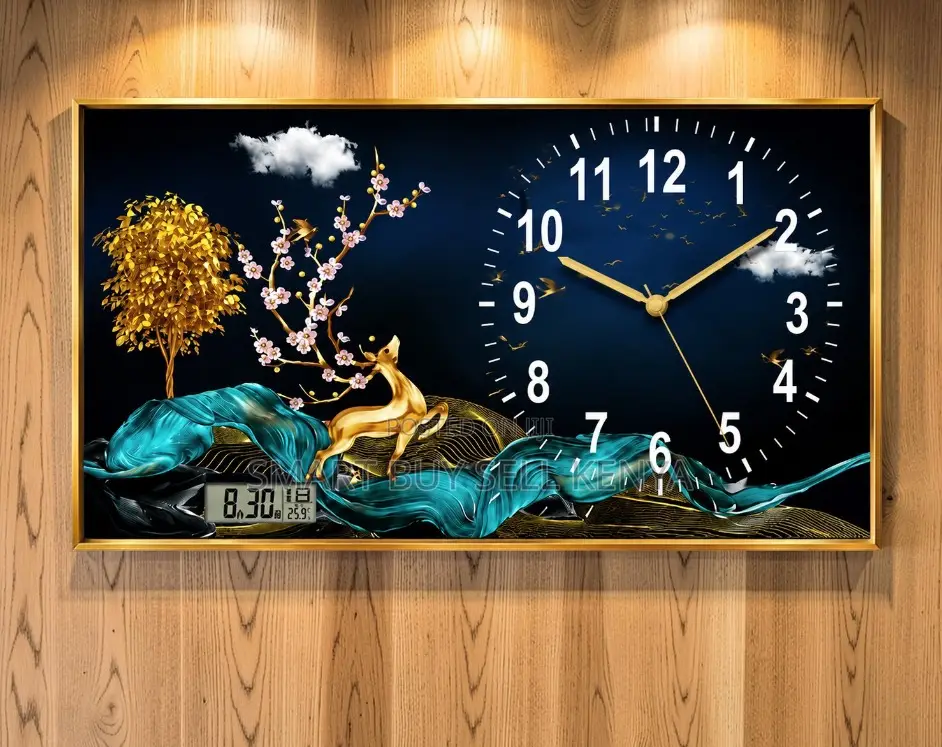 Beautiful Timepiece Framed Crystal Painting Clock Wall Art Home Decor