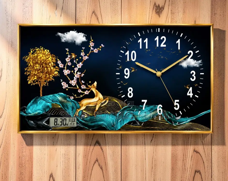 Elegant Crafting Framed Crystal Painting Clock Wall Art Home Decor