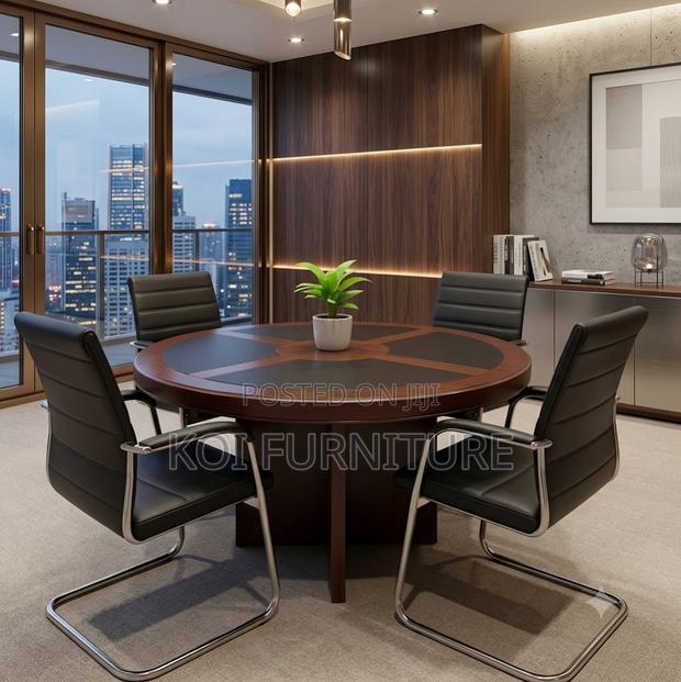 Boardroom Table; 1.2 Meters Mahogany Round Conference Table - thumbnail 2