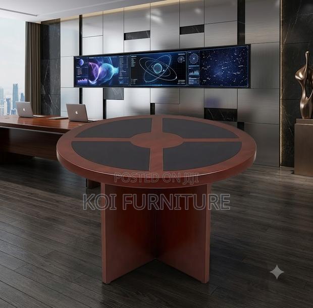 Boardroom Table; 1.2 Meters Mahogany Round Conference Table - thumbnail 4