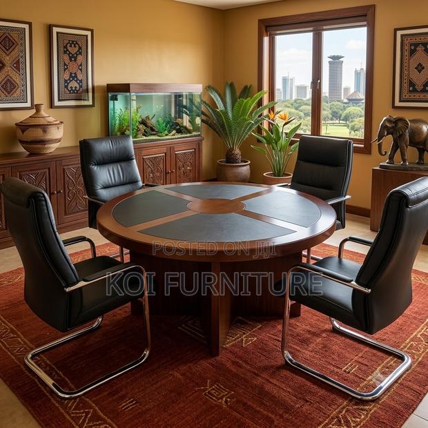 Boardroom Table; 1.2 Meters Mahogany Round Conference Table - thumbnail 5