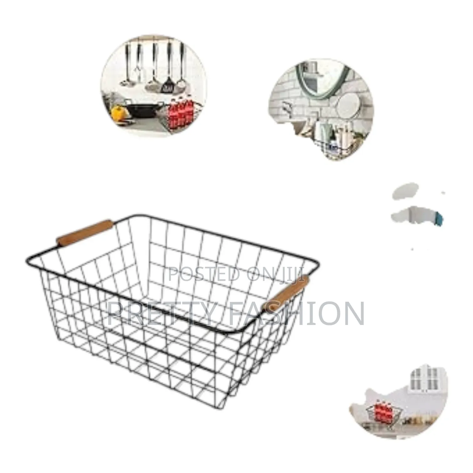 *Multipurpose Classy Metallic Mesh Basket With Wooden Handle*