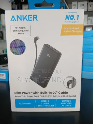 Anker Zolo Power Bank(, 22.5w, Built-in Usb-C Cable