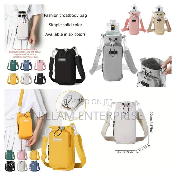 Water Bottle Draw String Bag Holder With Strap - main view
