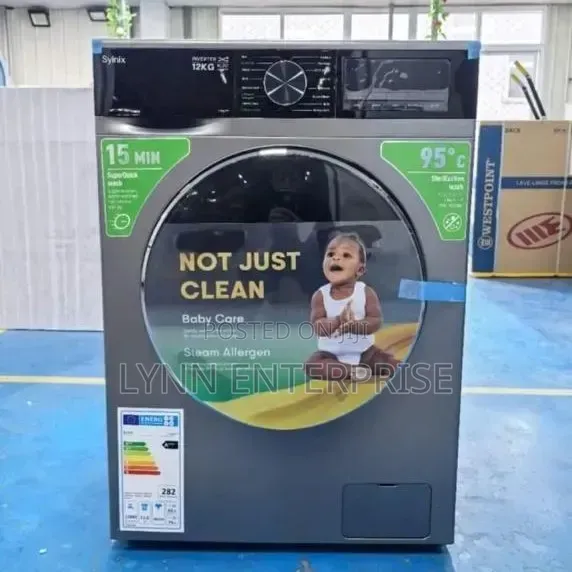 *Syinix Washing Machine Front Load 12kg Wash And Spin