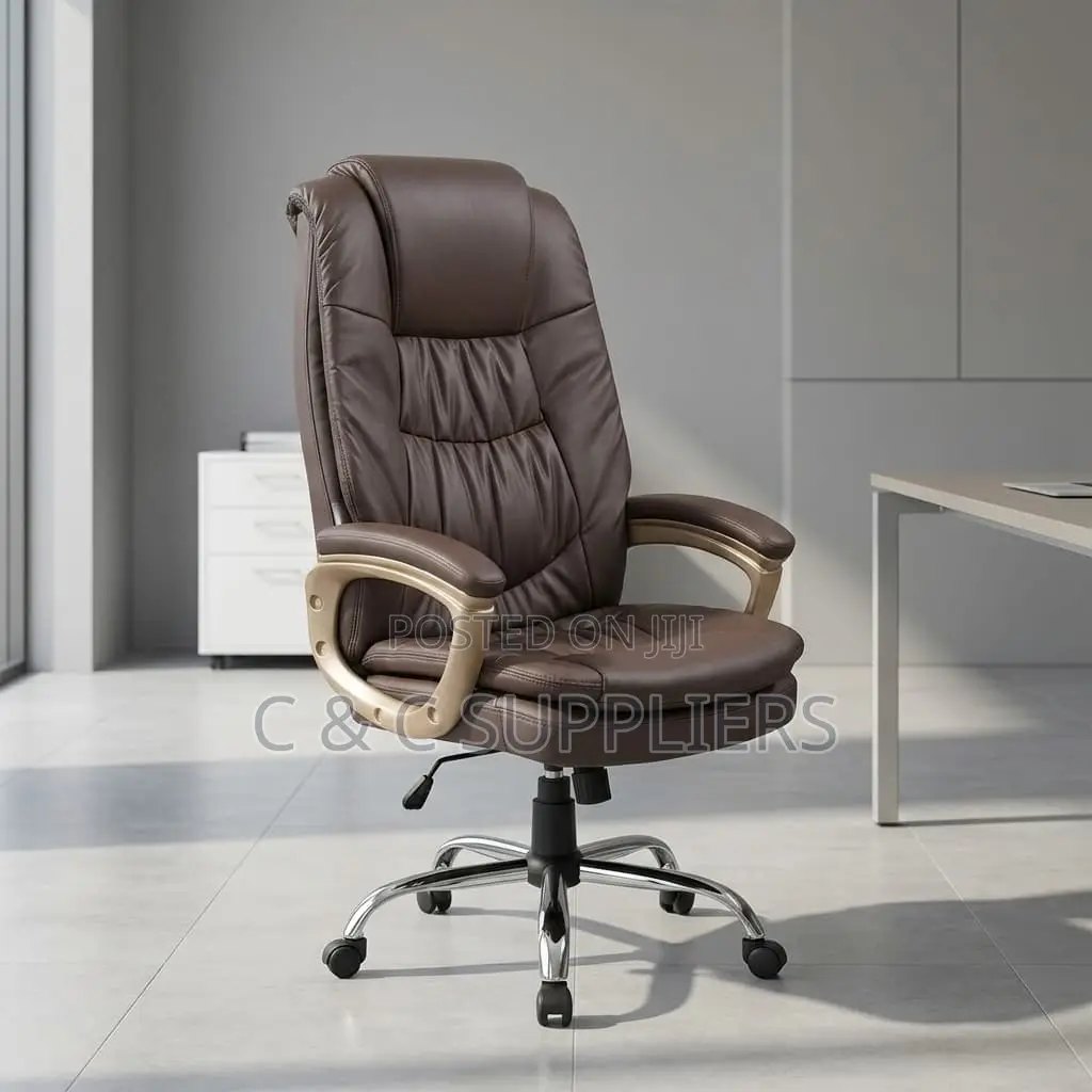Office Brown Leather Swivel Chair