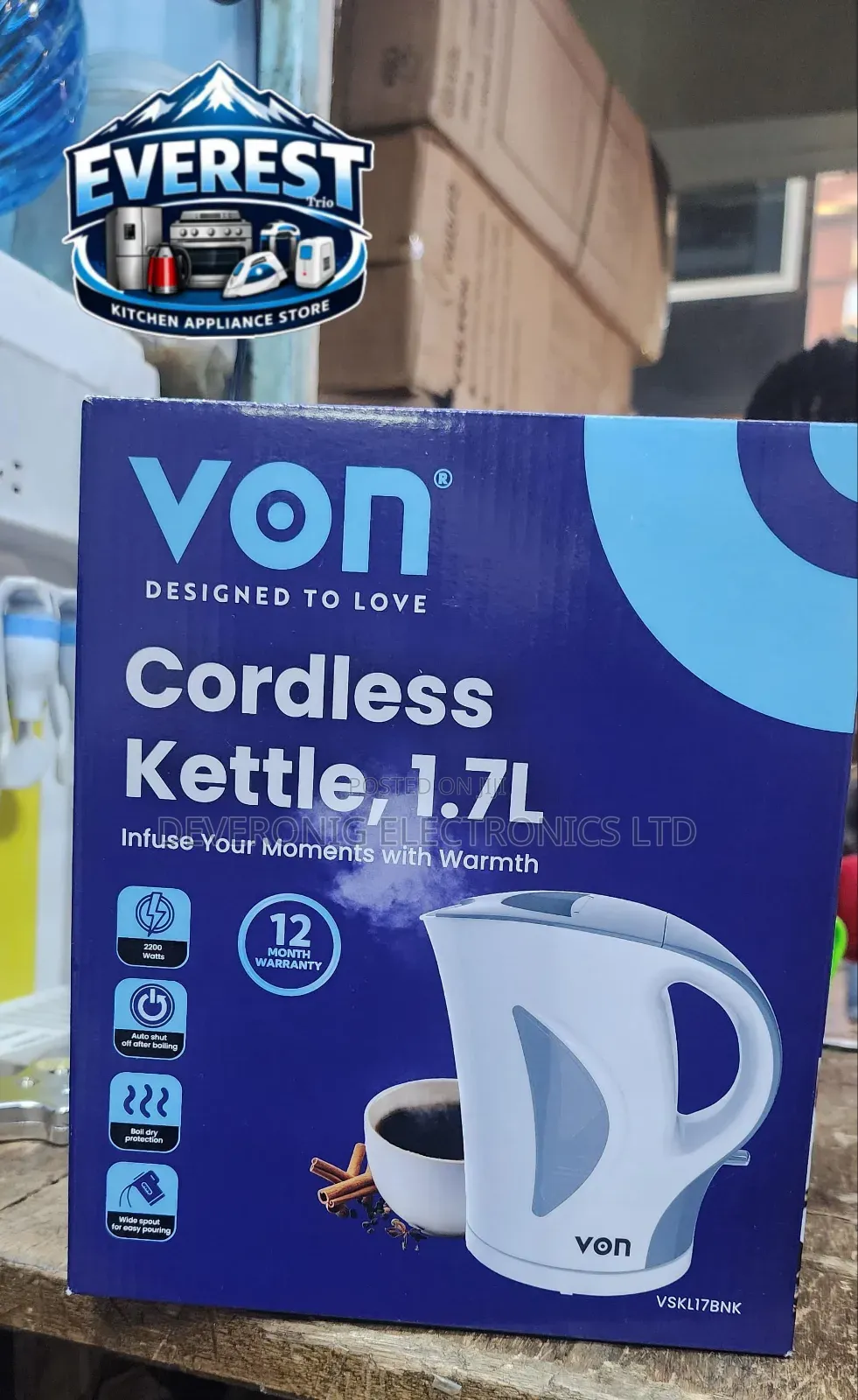Von Cordless Kettle 1.7ltrs