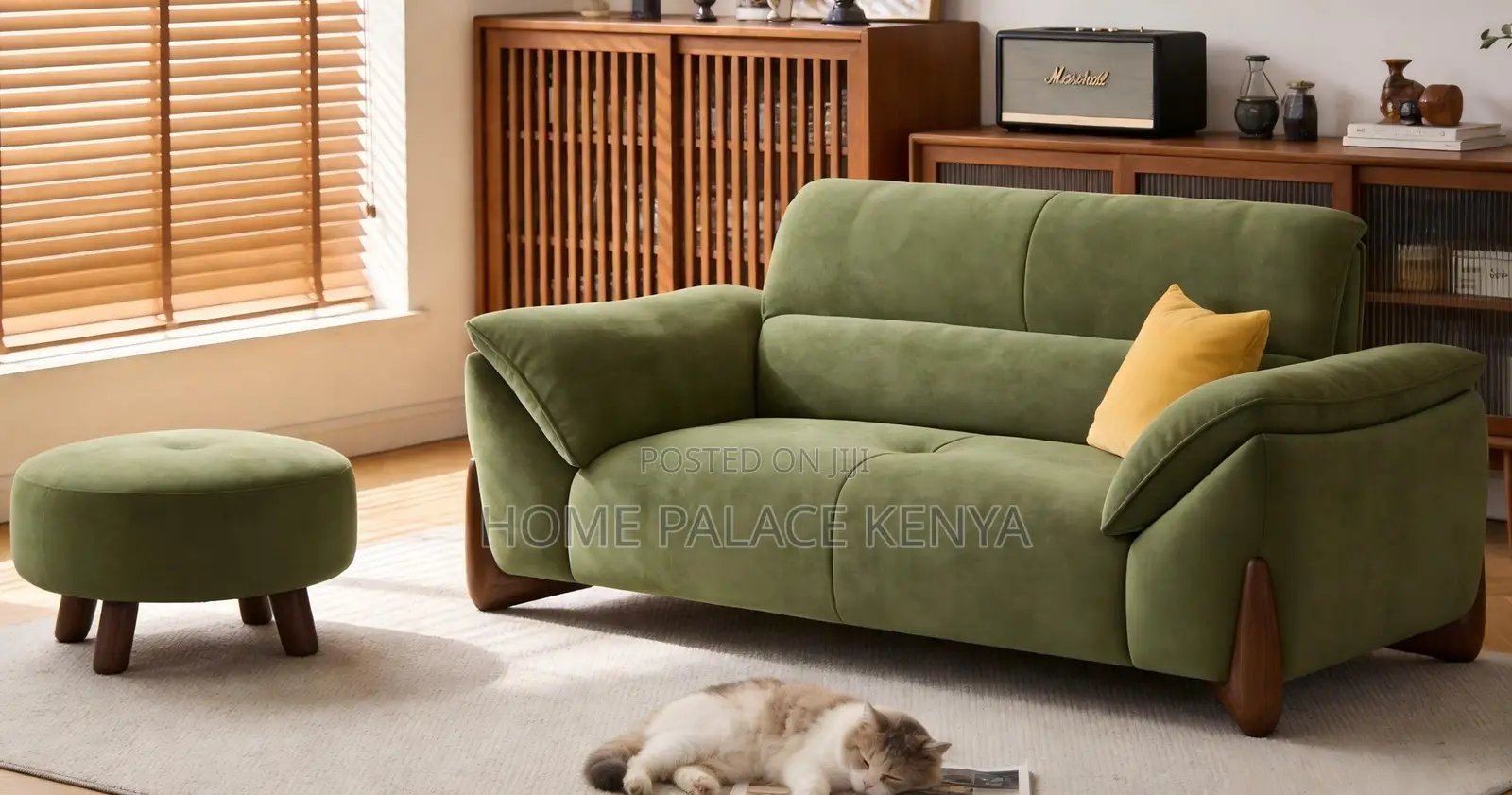 Home Sofa: 2 Person Cushioned Fabric Sofa