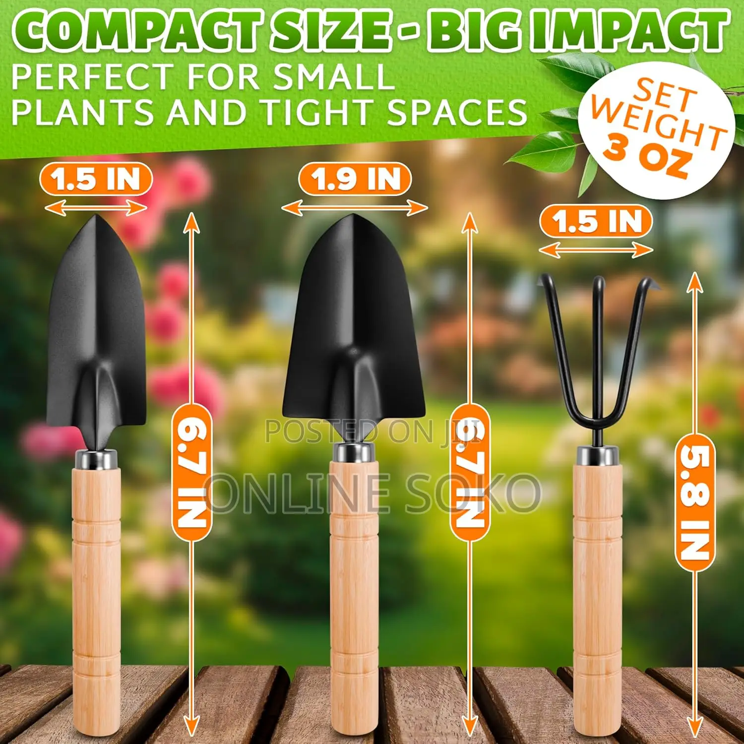 3-Piece Mini Garden Tool Set With Hand Trowel, Mini Shovel Hand Rake