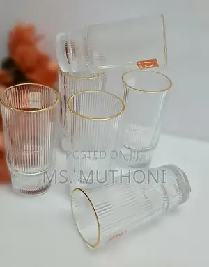 6 PCS Ribbed Borosilicate Juice / Water Glasses