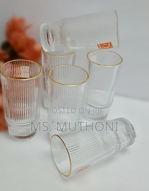 6 PCS Ribbed Borosilicate Juice / Water Glasses