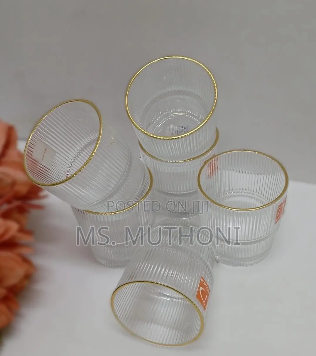 6 PCS Ribbed Borosilicate Juice / Water Glasses