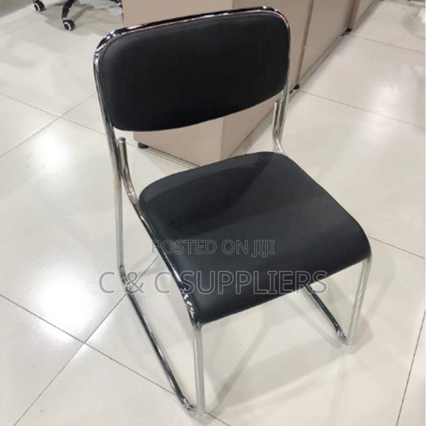 Leather Padded Chrome Guest Chair - thumbnail 2