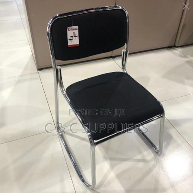 Leather Padded Chrome Guest Chair - thumbnail 3