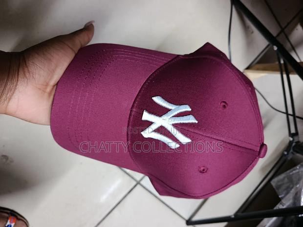 Maroon and White Unisex Ny Quality Baseball Hats - thumbnail 2