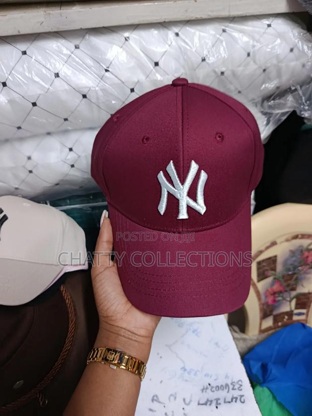 Maroon and White Unisex Ny Quality Baseball Hats - thumbnail 4