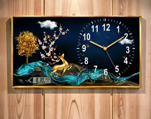 Stylish Ambiance Framed Crystal Painting Clock Wall Art Home Decor