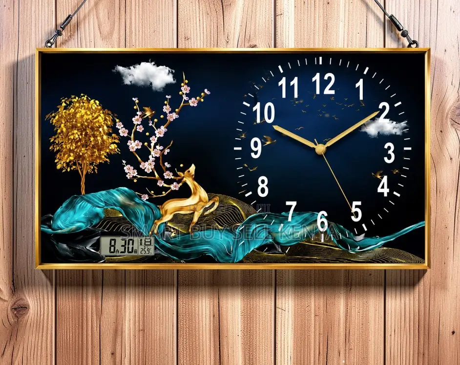 Ambient Beauty Framed Crystal Painting Clock Wall Art Home Decor