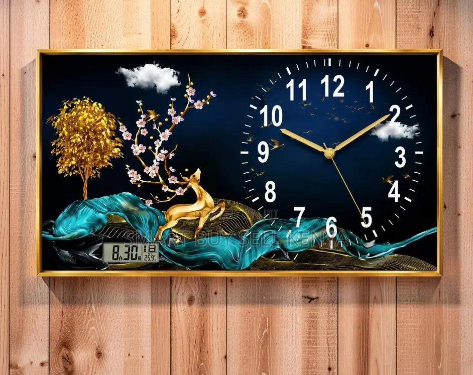 Refined Design Framed Crystal Painting Clock Wall Art Home Decor