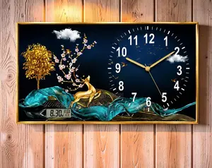 Fade Resistant Framed Crystal Painting Clock Wall Art Home Decor