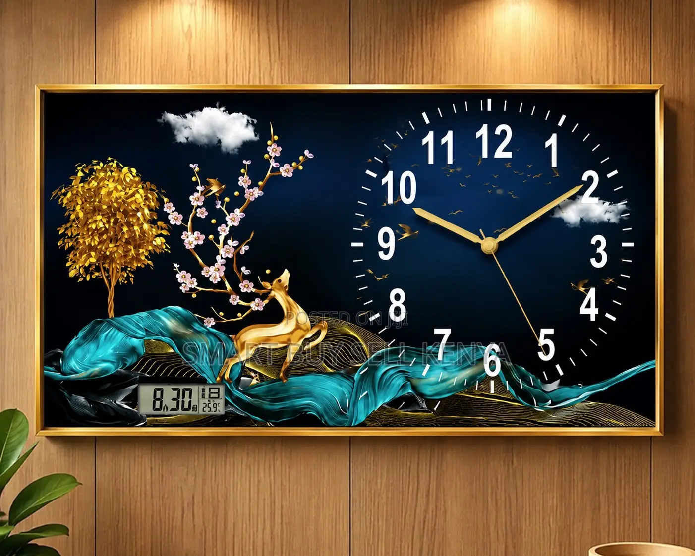 Quartz Movement Framed Crystal Painting Clock Wall Art Home Decor