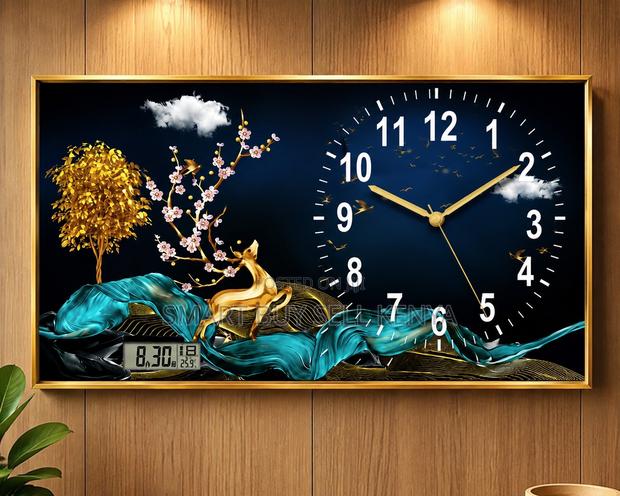 Quartz Movement Framed Crystal Painting Clock Wall Art Home Decor