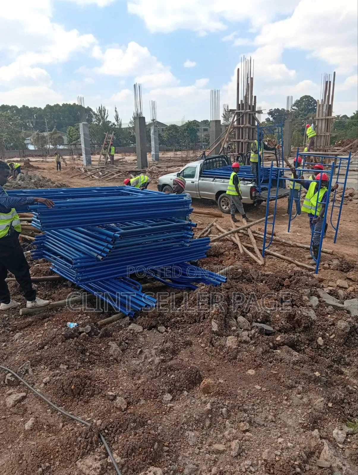 Blue Scaffolding Climbing Ladder