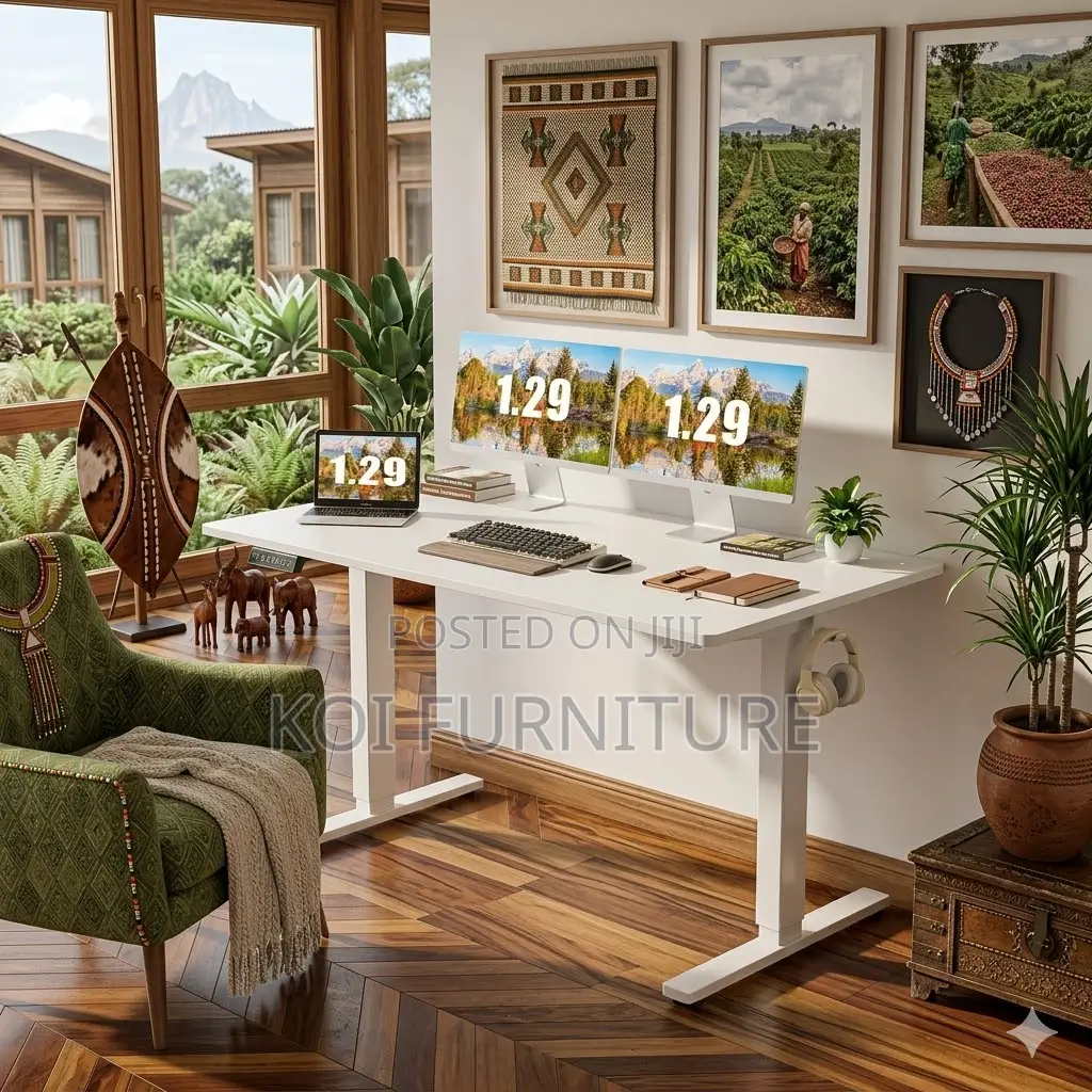 Office Desk; 1400mm Adjustable Home Office Desk With Dual Motors