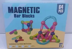 Magnetic Building Sticks and Balls Set 64 PCS Colorful Stem Bar Blocks