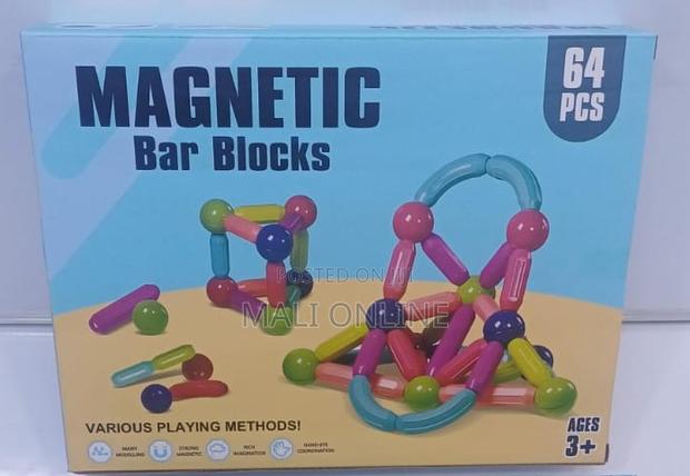 Magnetic Building Sticks and Balls Set 64 PCS Colorful Stem Bar Blocks