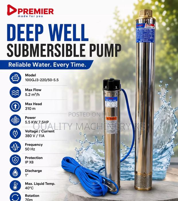 Energy Efficient Deep Well Submersible Pump 3phase 190m Head