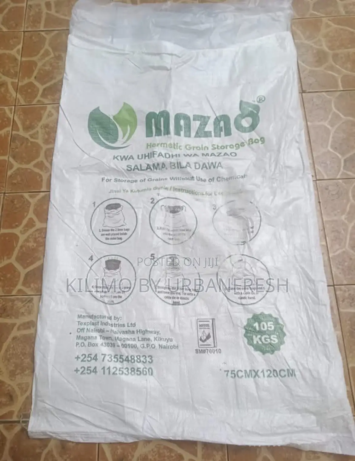 2 Lined Hermatic Bags 105 Capacity.