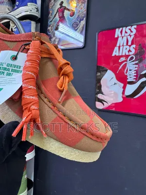 Clarks Originals Wallabee Orange Check Suede.
