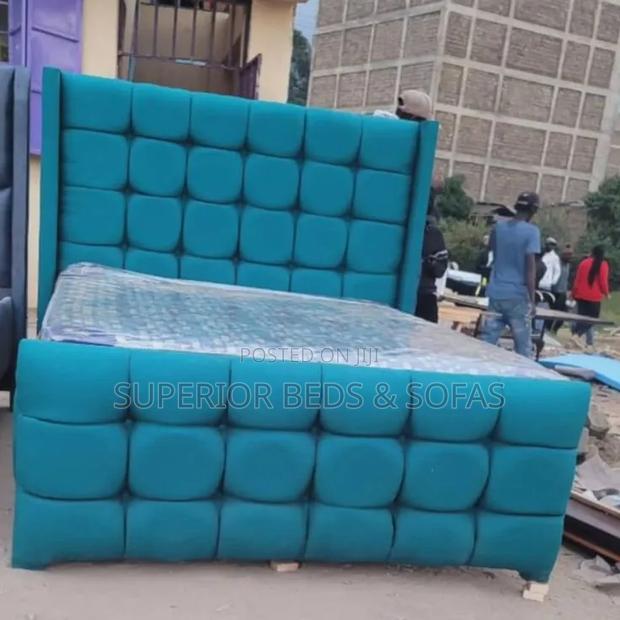5x6 Teal Bubble-Tufted Chester Bed: Pay on Delivery