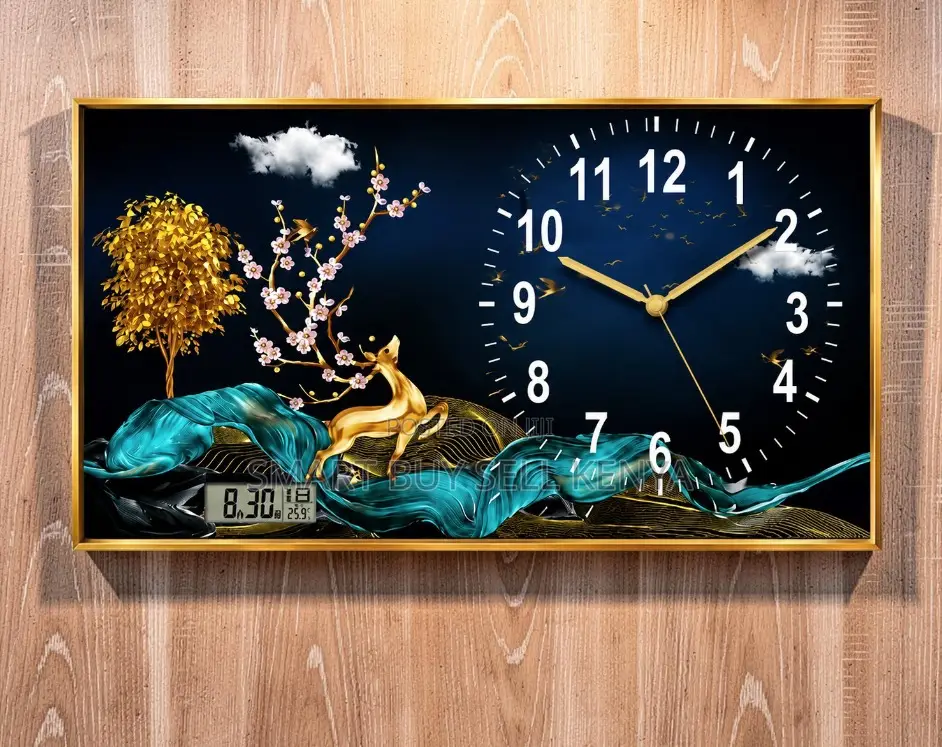 Lightweight Build Framed Crystal Painting Clock Wall Art Home Decor