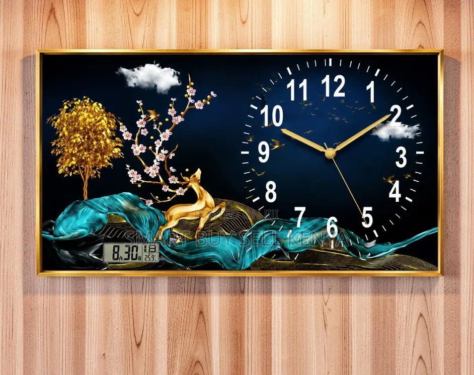 Living Room Décor Framed Crystal Painting Clock Wall Art Home Decor