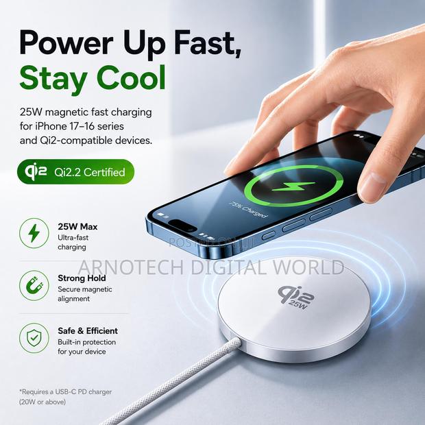 Magnetic Wireless Charging Pad 25w Fast Charger, Qi2 Usb C Charger - thumbnail 5