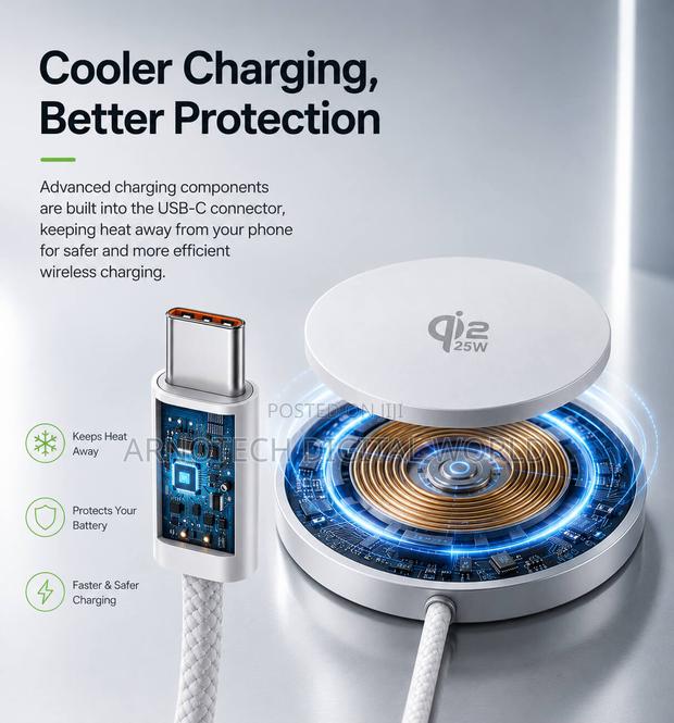 Magnetic Wireless Charging Pad 25w Fast Charger, Qi2 Usb C Charger - thumbnail 6
