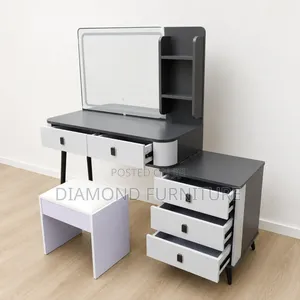 Led Dressing Table With Mirror, Stool Drawers – Modern Makeup Vanity